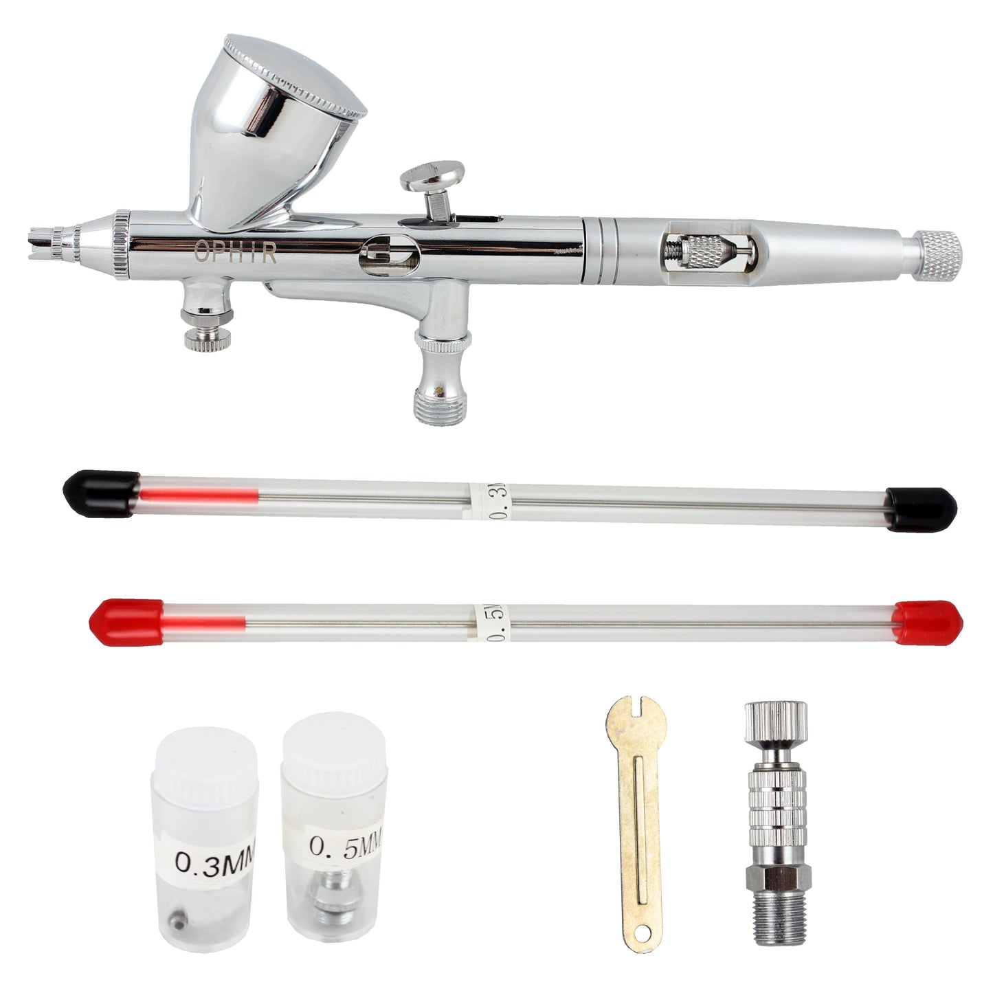OPHIR Dual-Action Gravity Airbrush Pro Set Kit with 0.2mm,0.3mm,0.5mm Tips for Hobby Auto Nail Paint Cake Paint