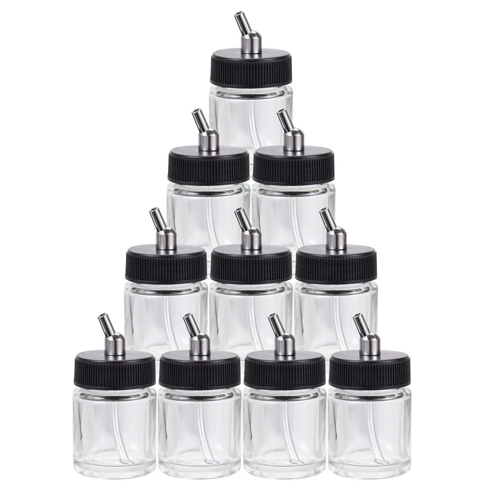 OPHIR Airbrush Glass Bottle Jar Airbrush Parts Refillable Bottles for Model Paint Dual Action Airbrush