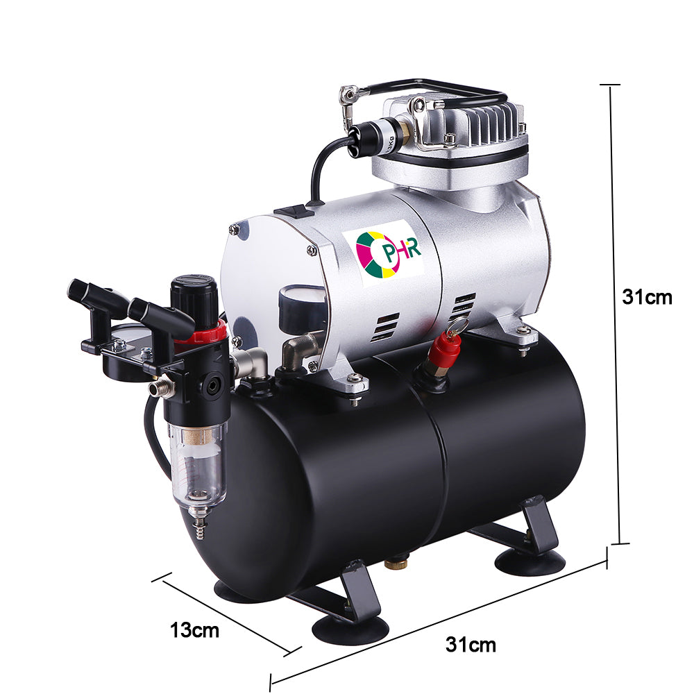 OPHIR Pro Airbrush Compressor Kit with Air Tank Dual Action 0.3mm Airbrush Kit for Toy Model Crafts Food Coloring Body Painting