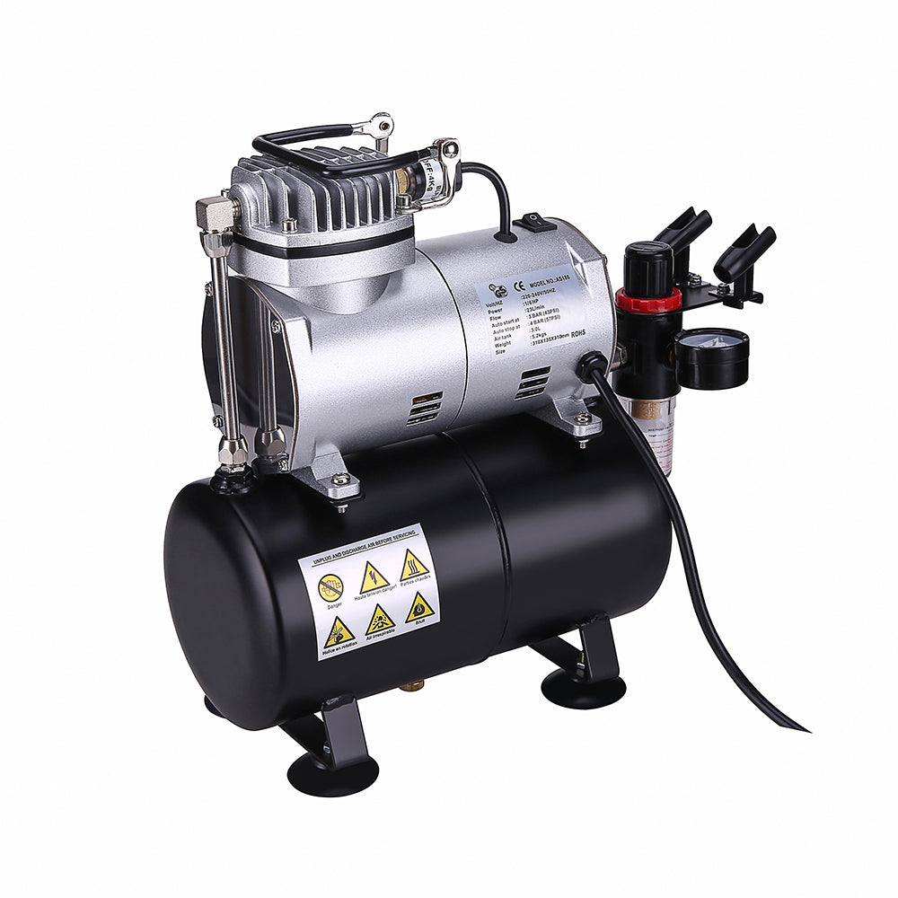 OPHIR Pro Airbrush Compressor Kit with Air Tank Dual Action 0.3mm Airbrush Kit for Toy Model Crafts Food Coloring Body Painting