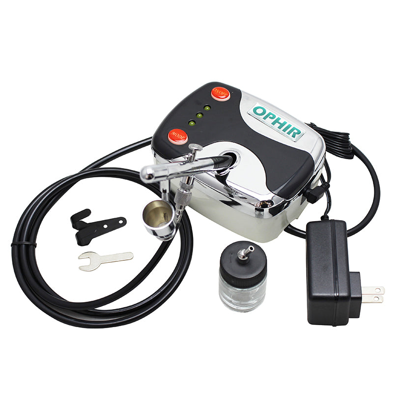 OPHIR Make Up Spray Gun Pink Double Action 12V DC Portable 0.35mm Airbrush Mini Compressor Kit for Car Painting Body Painting
