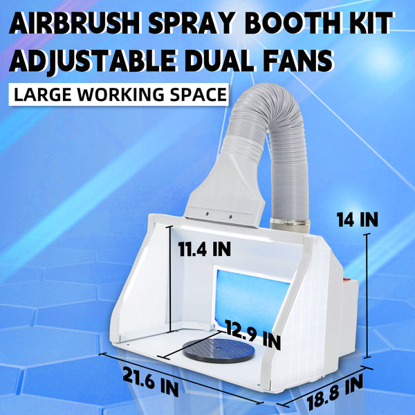 OPHIR Airbrush Spray Booth Kit with Adjustable Led Lighting and Switch Exhaust Filter Extractor for Hobby Model Painting
