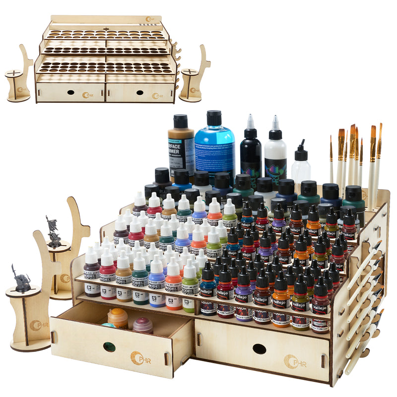 OPHIR Paint Storage Rack for Vallejo Paint, Wooden Miniature Paint Holder Organizer for Acrylic Miniature Paint Set