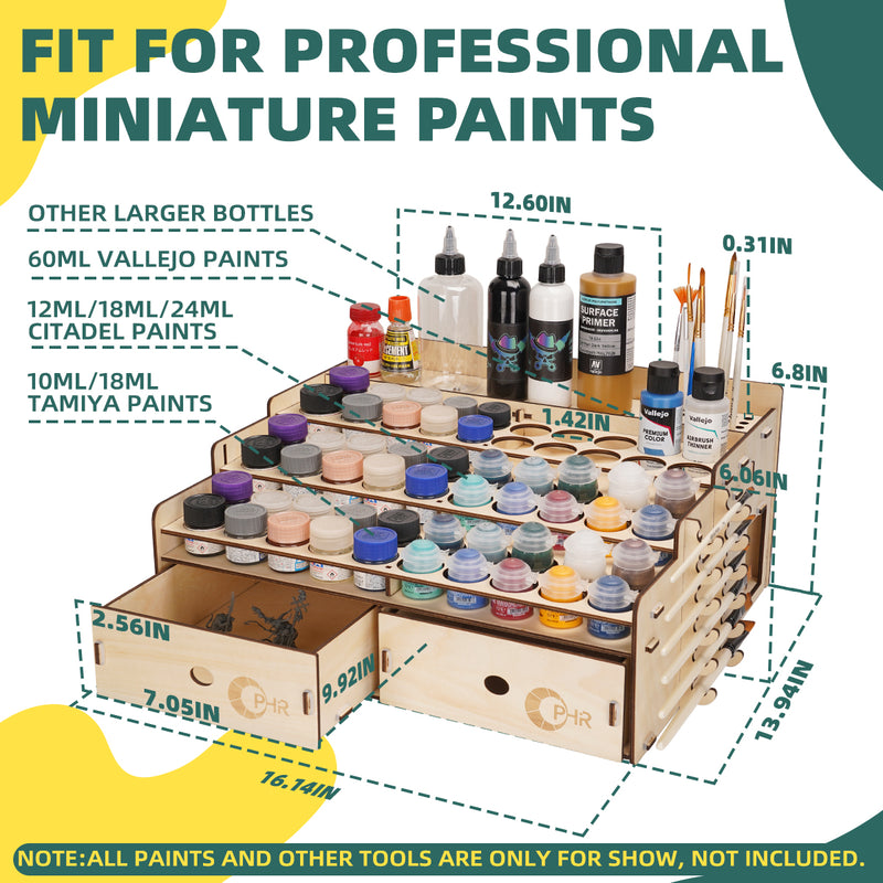 OPHIR Wooden Paint Organizer, Miniature Painting Storage Rack Acrylic Miniature Paint Set