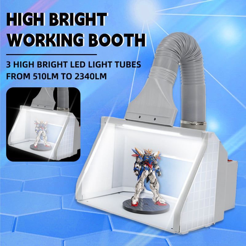 OPHIR Airbrush Spray Booth Kit with Adjustable Led Lighting and Switch Exhaust Filter Extractor for Hobby Model Painting