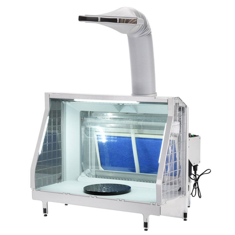 Portable Hobby Airbrush Paint Spray Booth Kit with LED Lights, Turntable,  Powerful Exhaust Fan with Filter & Extension Hose - Spray Painting Projects
