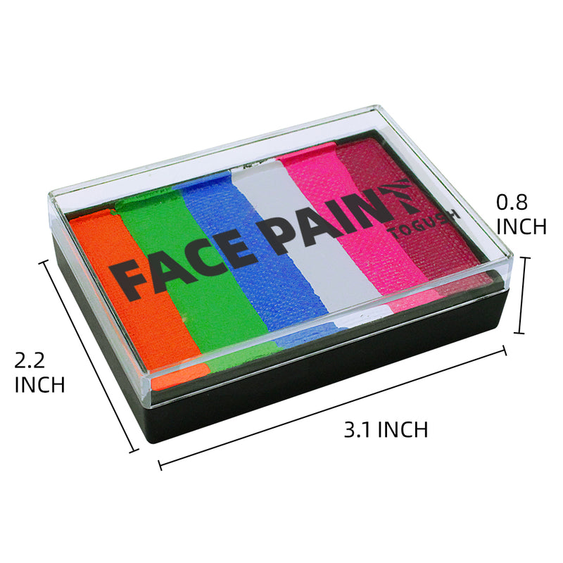 Rainbow Face Paint Palette 2.12OZ Split Cake Face Painting Water-Activated OPHIR