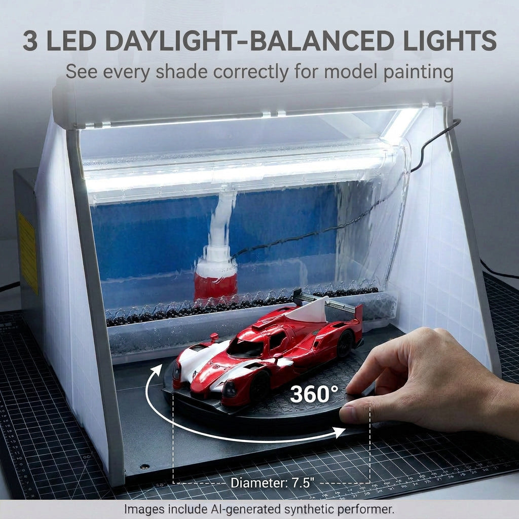 OPHIR Portable Water Curtain Airbrush Spray Booth with 3 Filteration & LED for Model Painting