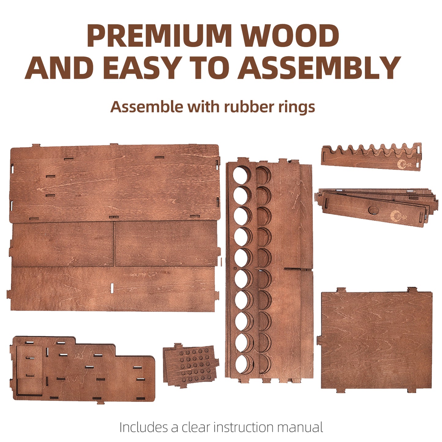 Paint Holder for Citadel, Tamiya Paints, Wooden Paint Rack with 50 Holes Dia.1.42 Inches, Includes Painting Brush Holder with 24 Slots, 1 Drawer, 25 Brush Holes