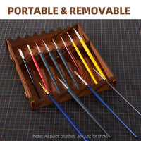 Paint Holder for Citadel, Tamiya Paints, Wooden Paint Rack with 50 Holes Dia.1.42 Inches, Includes Painting Brush Holder with 24 Slots, 1 Drawer, 25 Brush Holes