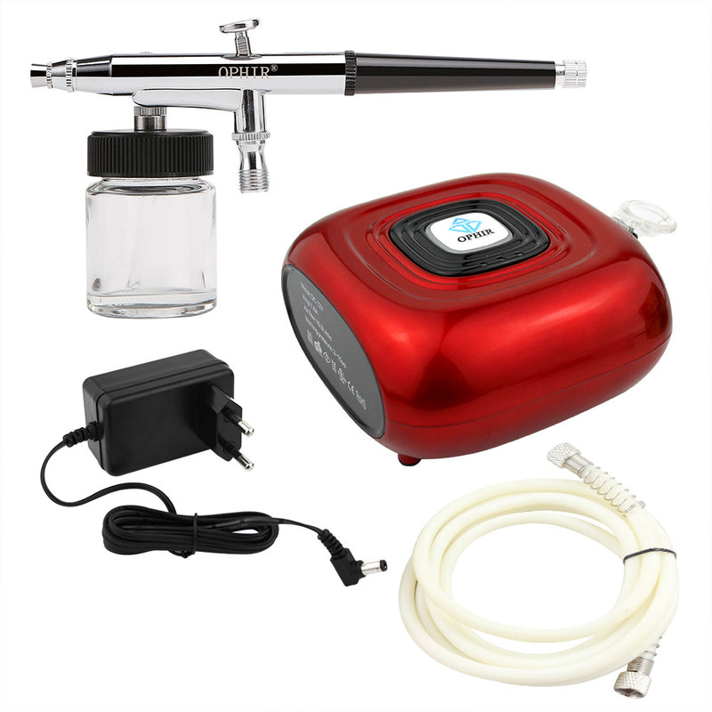 OPHIR Portable 3 Modes Mini Air Compressor with Airbrush Kit for Hobby Model Color Body Paint Beginner