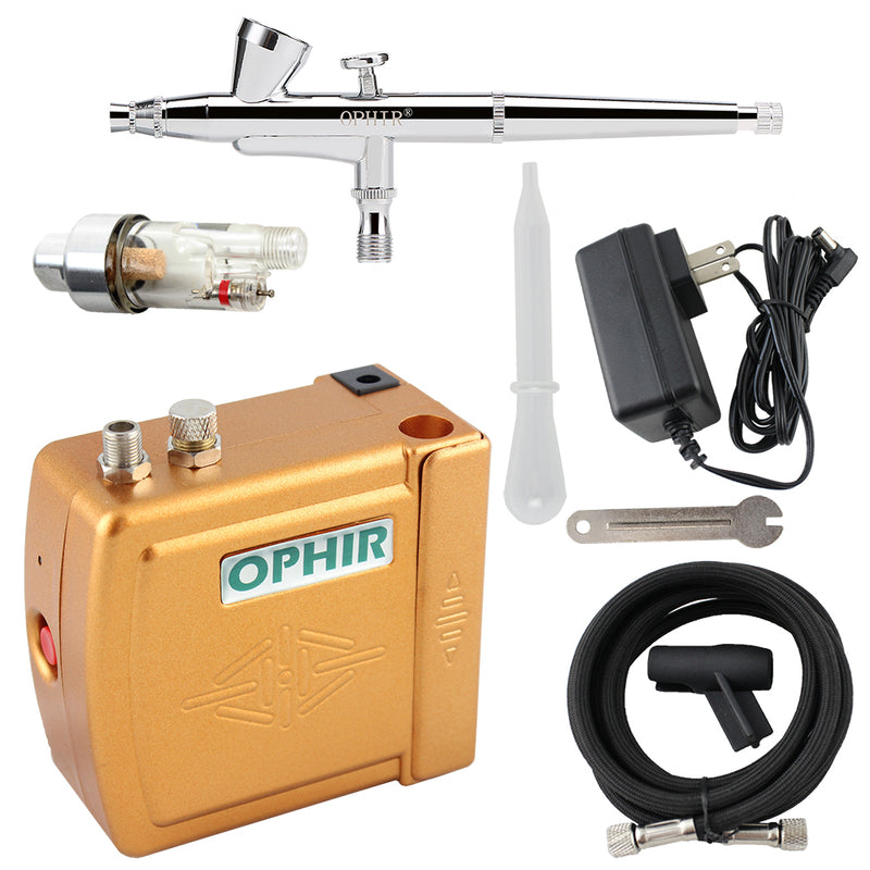 OPHIR Airbrush Compressor Kit 0.2mm Dual-Action Airbrush for Nail Art Makeup Beauty