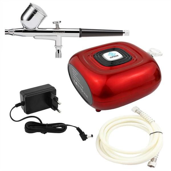 OPHIR Auto Start & Stop Mini Air Compressor 0.3mm Dual Action Airbrush Kit for Tattoo Nail Art Model