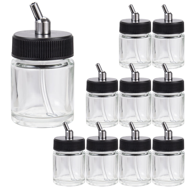 OPHIR Airbrush Glass Bottle Jar  Airbrush Parts Refillable Bottles for Model Paint Dual Action Airbrush