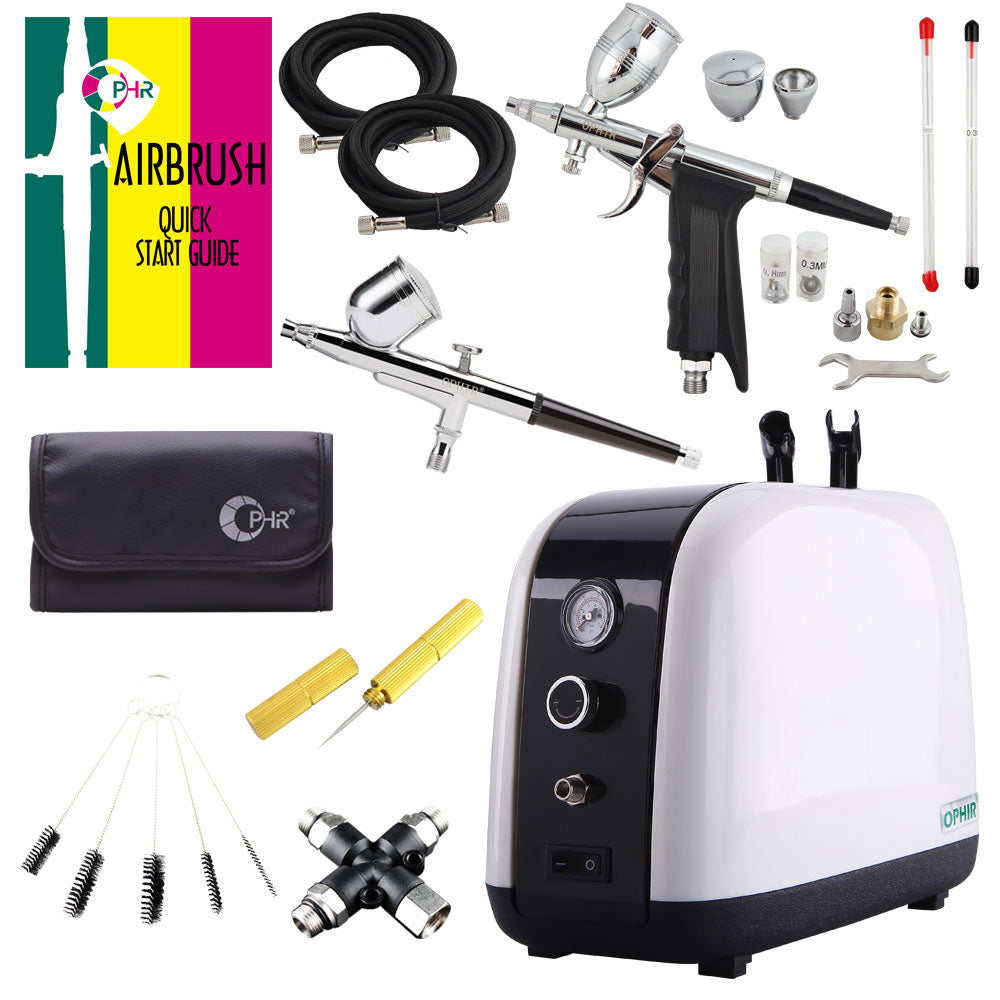 Side Feed Airbrush Set with Twin Cylinder Piston Airbrush