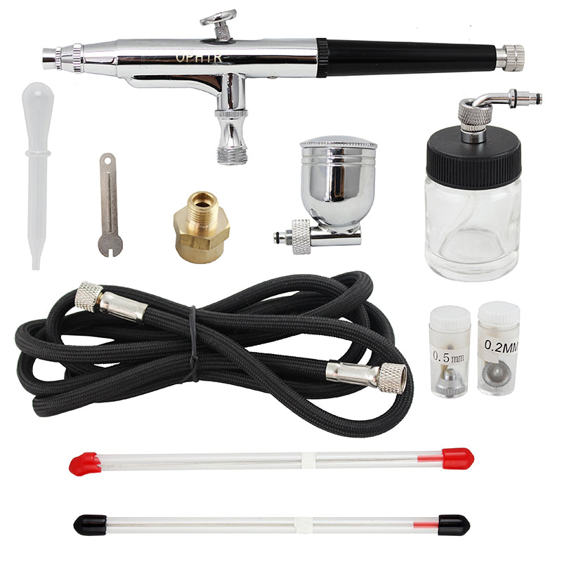 OPHIR 3-Airbrushes Dual Action & Single Action 220V Airbrush Hobby Air  Brush Compressor Kit with Tank for Models Tattoo Cake with Airbrushing  Manual