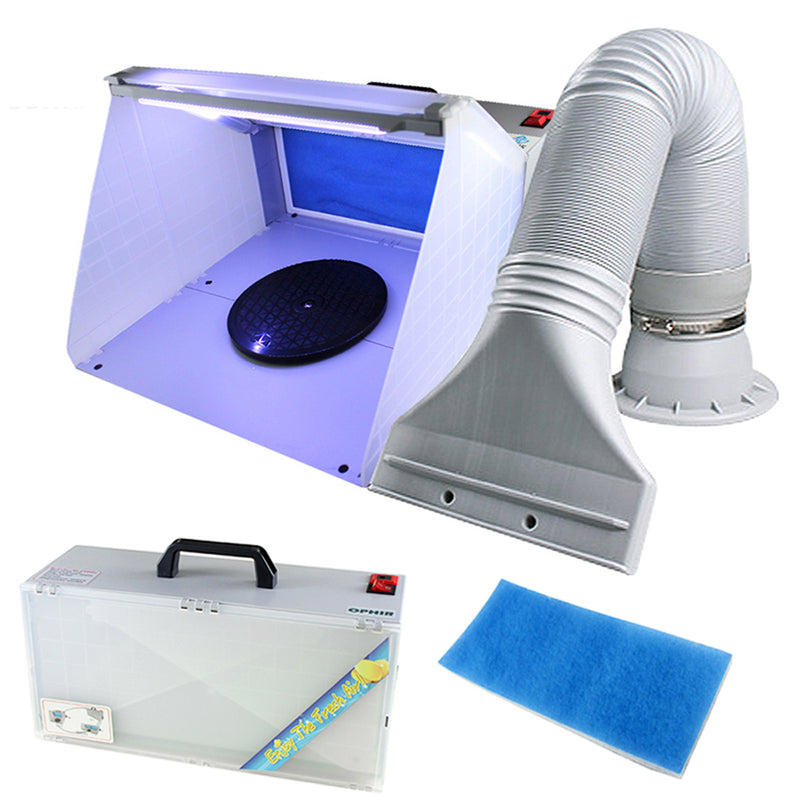 2 Sets of Airbrush Spray Booth Kit With LED Lighting Filter Portable Paint  Spray Booths for Model Hobby 