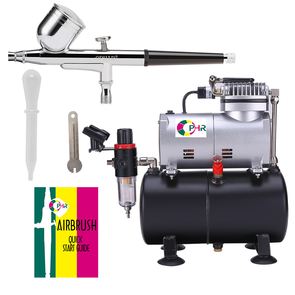 OPHIR 2x Dual Action Airbrush Kit Air Tank Compressor with Splitter for  Hobby Model Painting Tattoo Body Art AC115+004A+074+038 - AliExpress