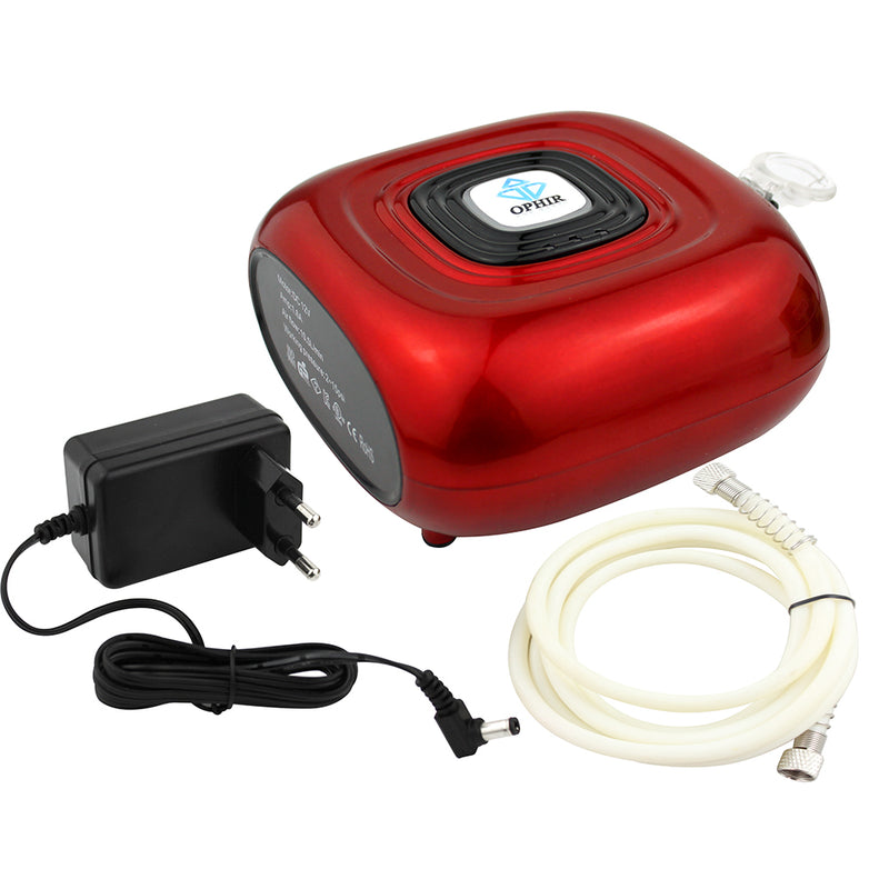 OPHIR Red 3 Modes Airbrush Mini Air Compressor for Tattoo Makeup Nail Art Cake Decoration