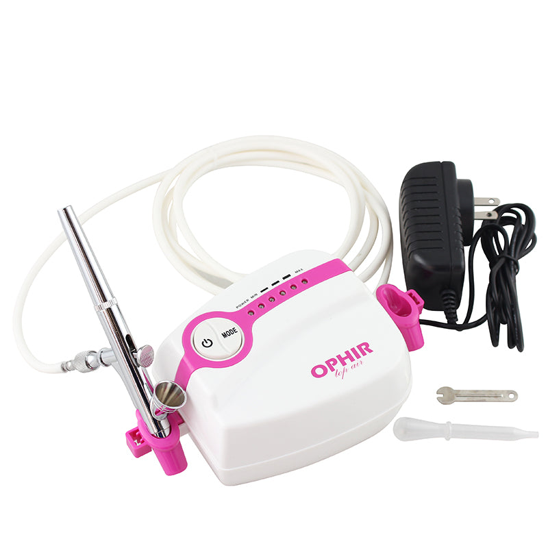 OPHIR Mini Air Compressor with 0.2mm Airbrush Spray Gun Kit for Makeup Beauty Nail Art