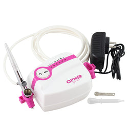 OPHIR 0.3mm Single-Action Airbrush Set with Mini Air Compressor for Body Art Tattoo Model Hobby Painting