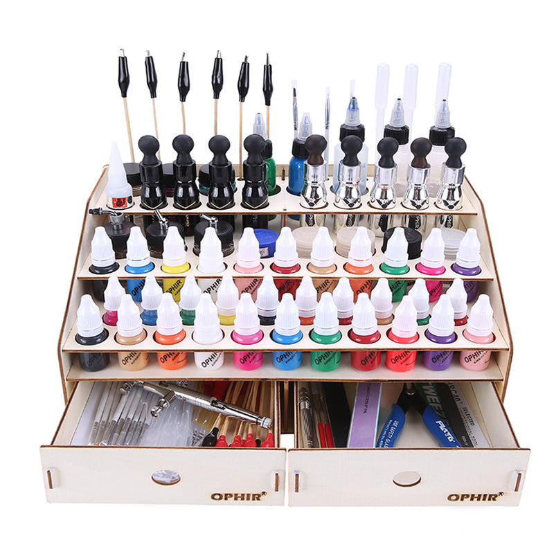 DIY Assembly Wooden Paint Tool Storage Rack Pigment Ink Bottle