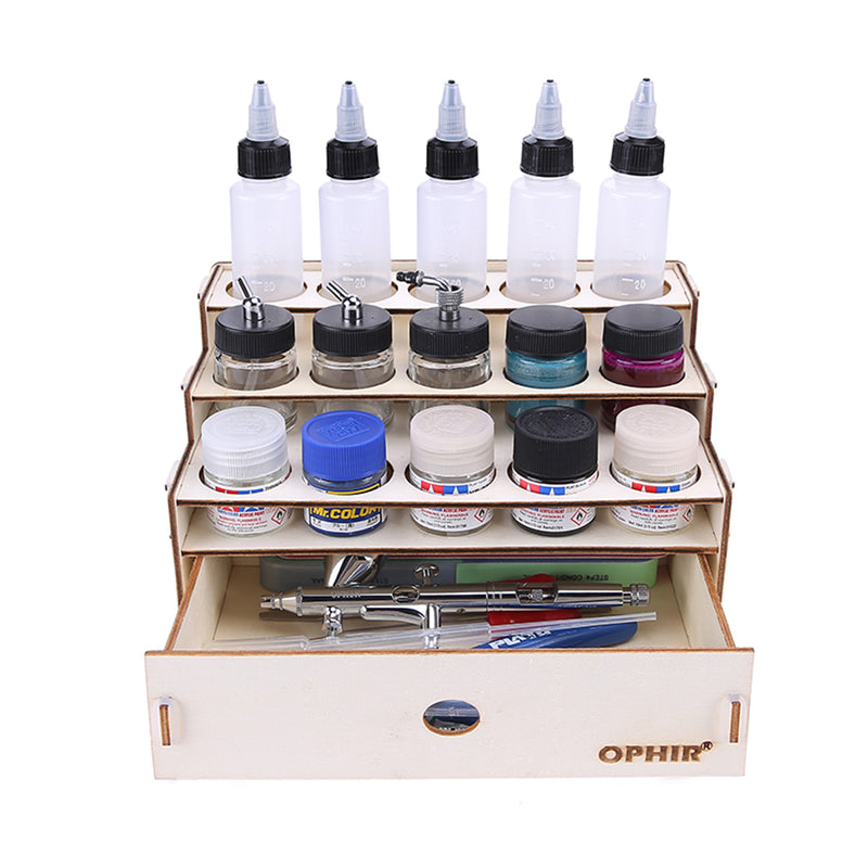OPHIR Wooden Paint Rack Bottle Storage with Cabinet Organizer for 15 Bottles of Paints