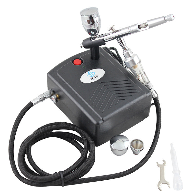 OPHIR Pro 0.5mm Dual Action Model Airbrush Air Compressor Kit for Cake Decoration Body Hobby Painting
