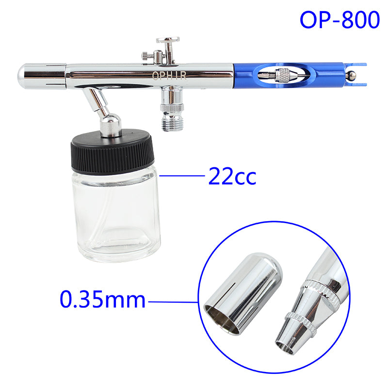 OPHIR New Dual Action Airbrush Set Kit with Glass Bottles for Model Cake Decoration Nail Art