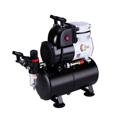 OPHIR Single Cylinder Piston Airbrush Compressor with Tank & Fan for Hobby Model Tanning Wall Painting