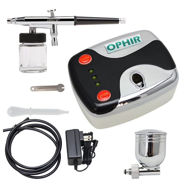 OPHIR DC 12V Airbrush Kit Mini Air Compressor 0.3mm Dual Action Airbrush Model Building Kit for Temporary Tattoo Car Painting Baking