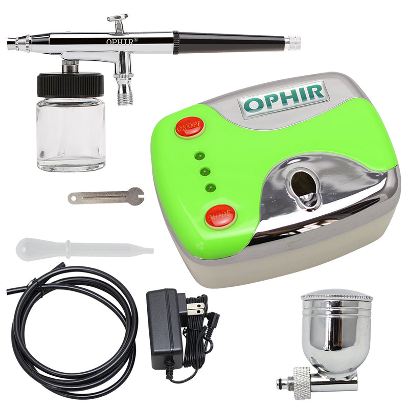 OPHIR DC 12V Airbrush Kit Mini Air Compressor 0.3mm Dual Action Airbrush Model Building Kit for Temporary Tattoo Car Painting Baking