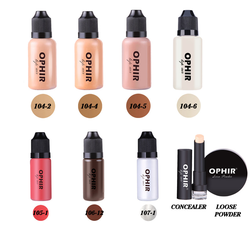 Ophir 10 Bottles Airbrush Makeup Inks Set With 3 Colors Air
