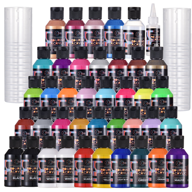 BUY ONE GET ONE FREE # OPHIR Acrylic Pouring Paint, High Flow Water-Based Acrylic Paint, Pour Art Supplies for Pouring on Canvas, Wood, Glass, Paper, Tile, Stones 3.8OZ/Bottles