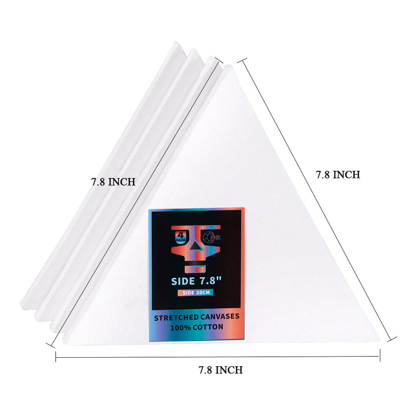 OPHIR Triangle Stretched Painting Art Canvas, White Blank Cotton Canvas Boards, Pack of 4