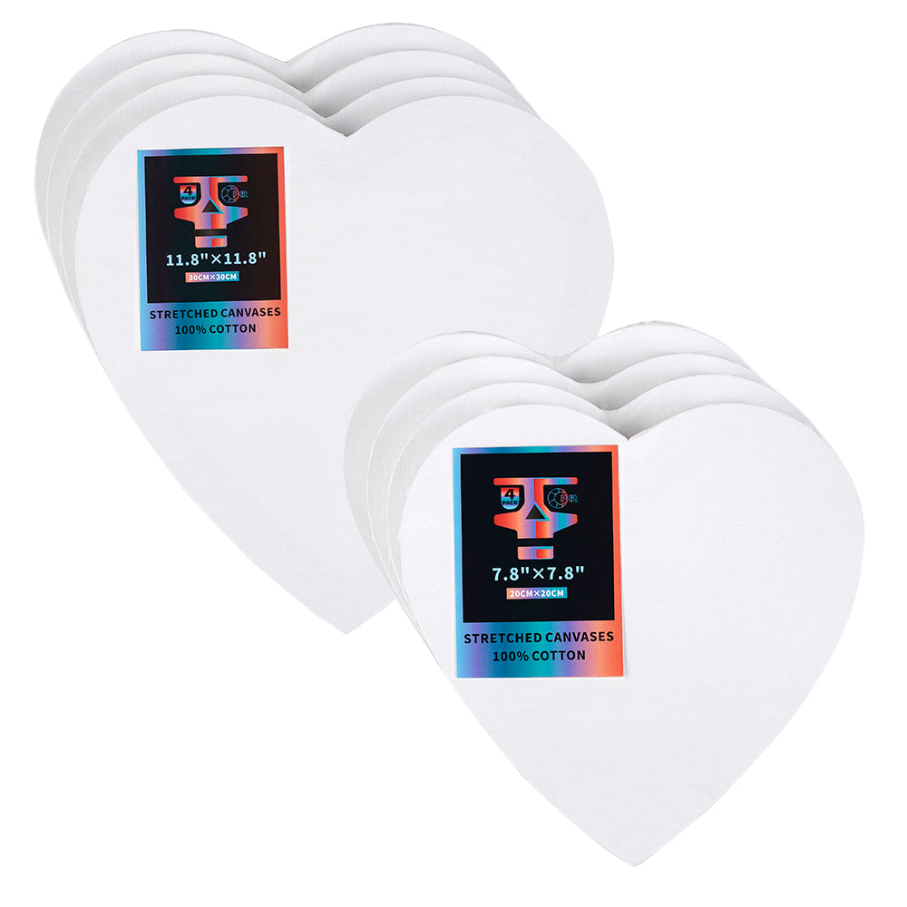 Painting Canvas Panel Boards, Heart-Shaped Artist Canvas Boards, 6Pcs/Set  Cotton Stretched Primed Blank Canvas Panels for Students Artist Hobby