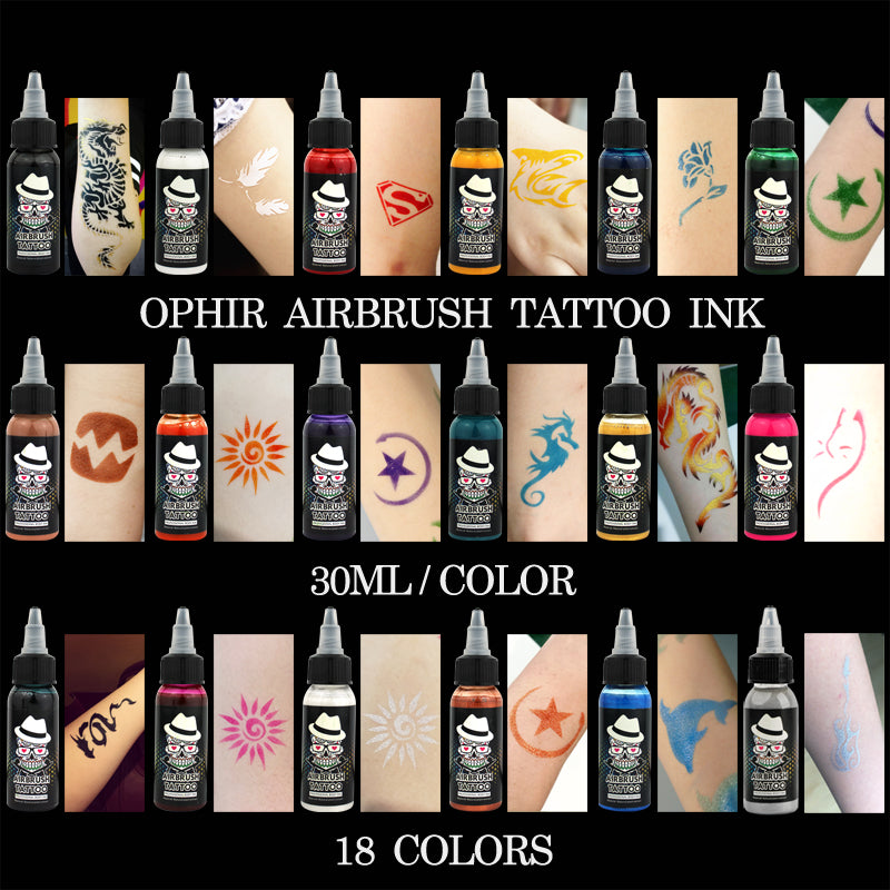 OPHIR Airbrush Temporary Tattoo Ink Tattoo Body Art Airbrush Pigment for Tattoo Stencils Work 30ML/Bottle
