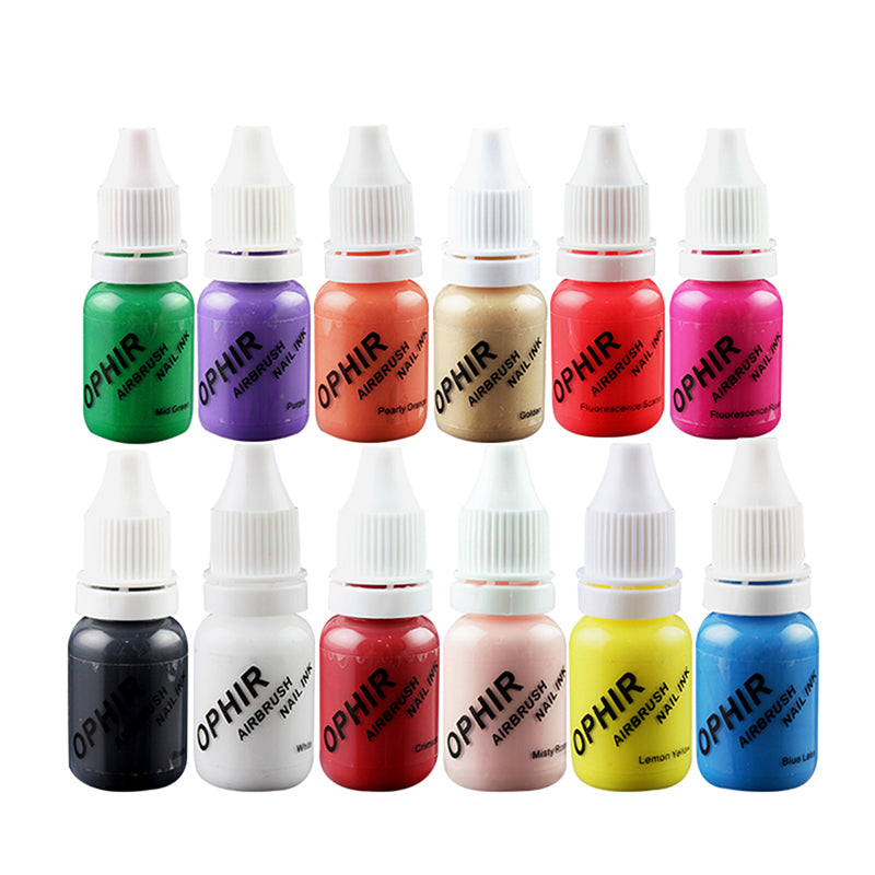  OPHIR 12x Nail Ink Airbrushing 0.3mm Airbrush Kit with